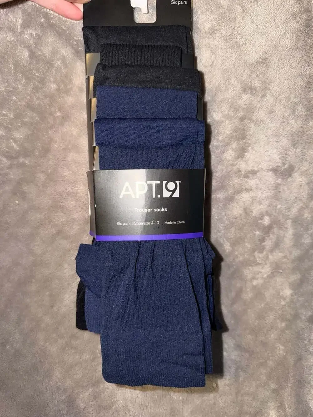 Apt. 9 Trouser Socks Six Pairs Shoe Size 4-10 Navy Asst